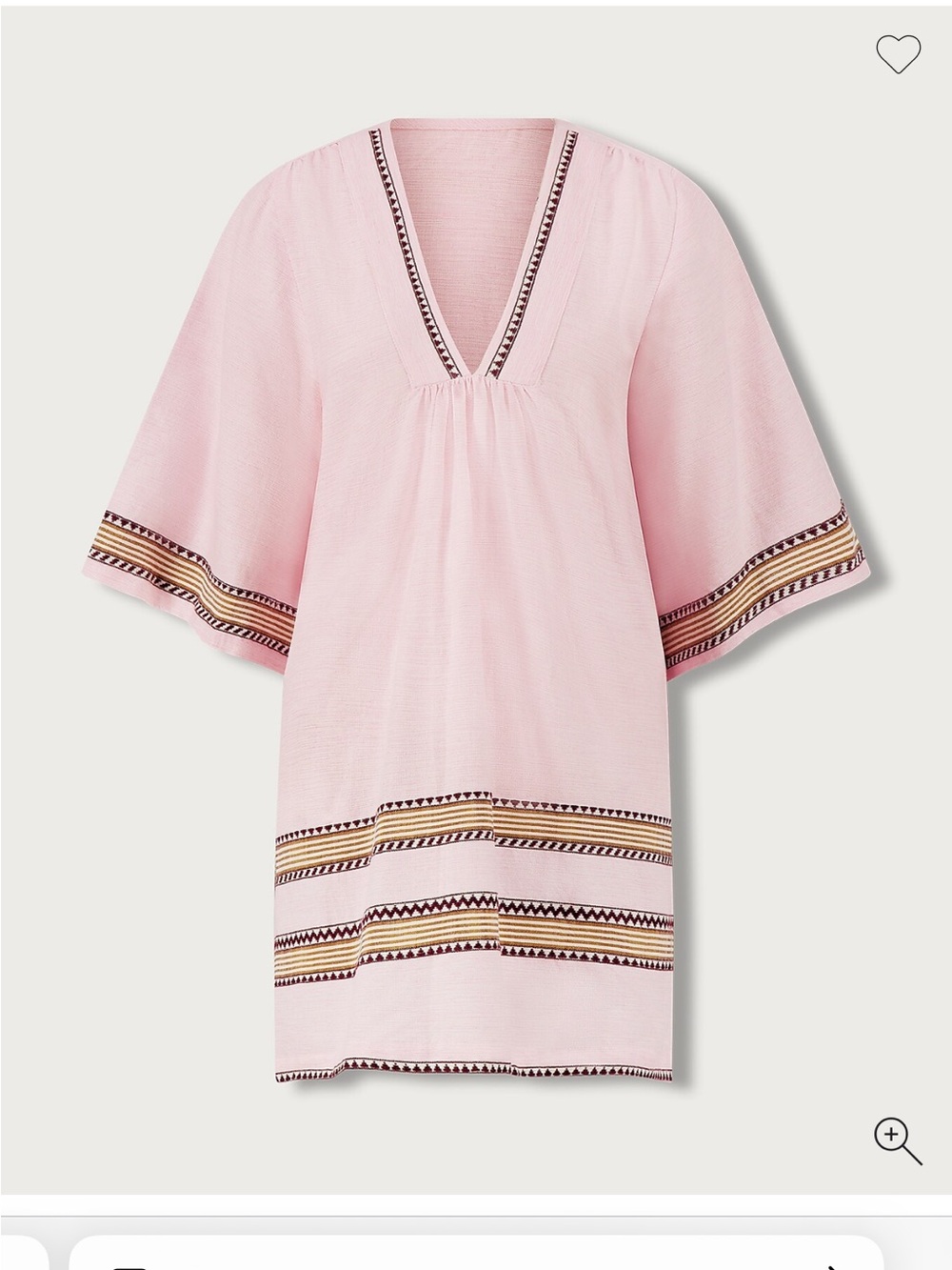 LEM LEM Women's Pink Embroidered V-Neck Tunic - Size Medium